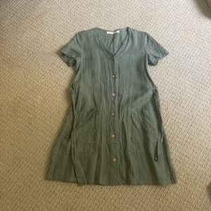 Green linen dress